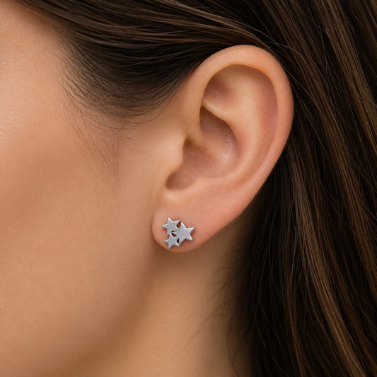 Boucles d'oreilles acier inox en étoiles spécial motarde.