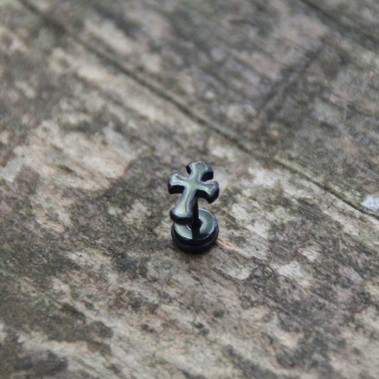 Boucles d'oreilles croix acier inox noir