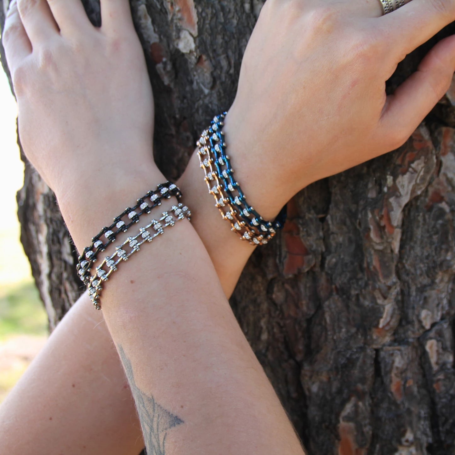 Bracelets chaine moto femme mini'z en acier inoxydable de plusieurs couleurs au choix !