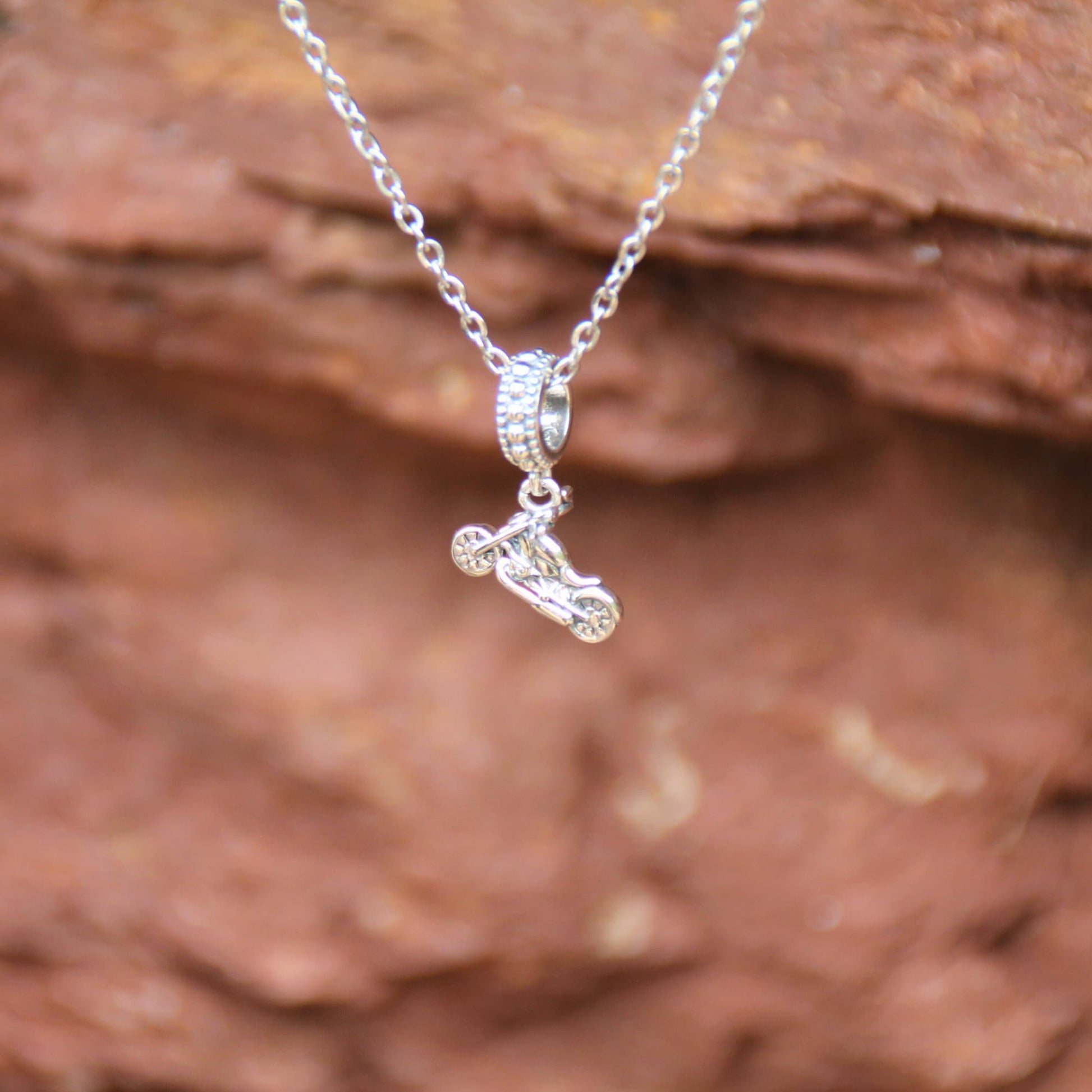 Collier charm argent 925 moto custom