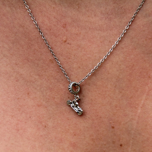 Collier pendentif charm argent 925 moto custom