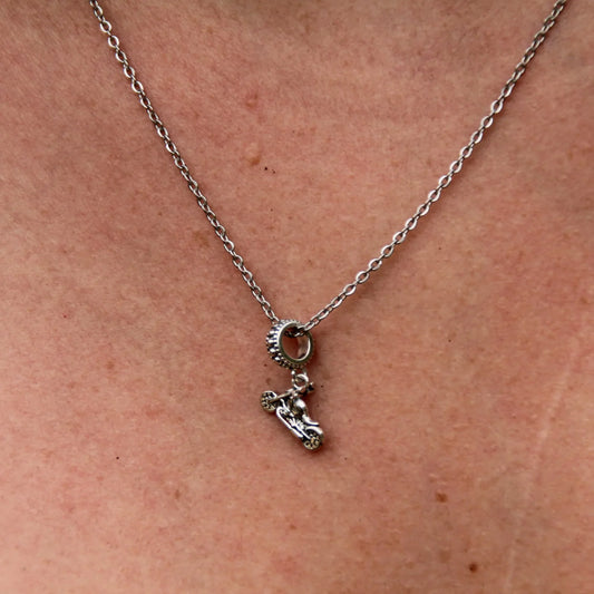 Collier pendentif charm argent 925 moto custom