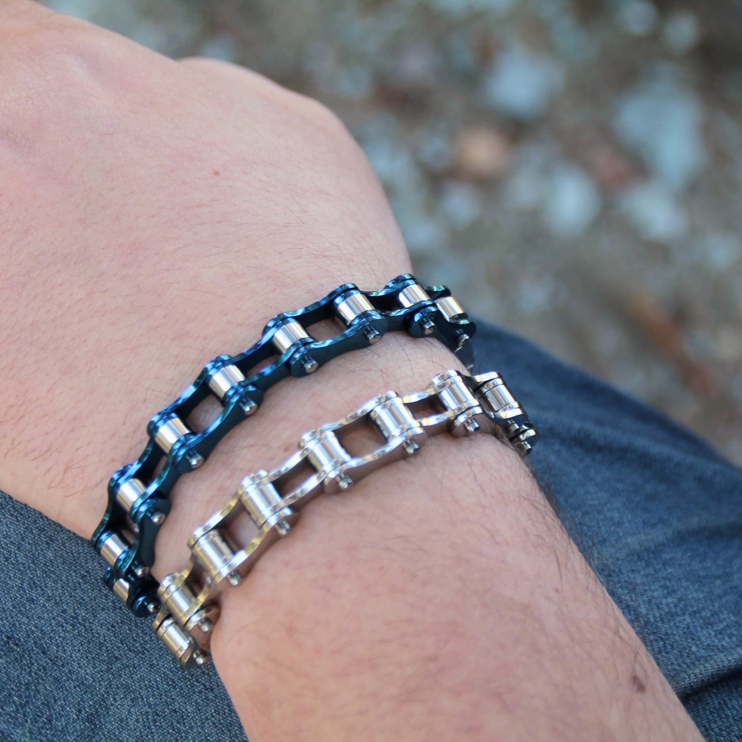 Bracelets chaine de moto pour homme en acier inoxydable. Cadeau idéal pour motard !