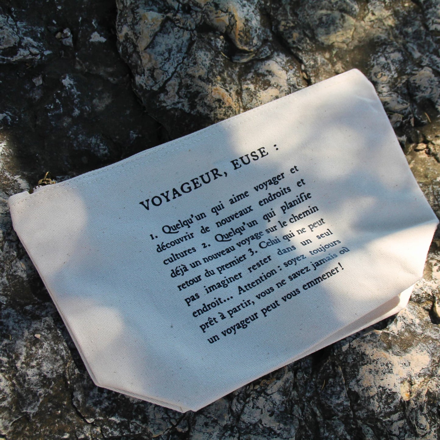 Pochette en coton beige pour motards, parfaite pour emporter l’essentiel