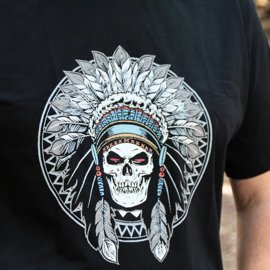 Tshirt motard coton avec tête de mort indien