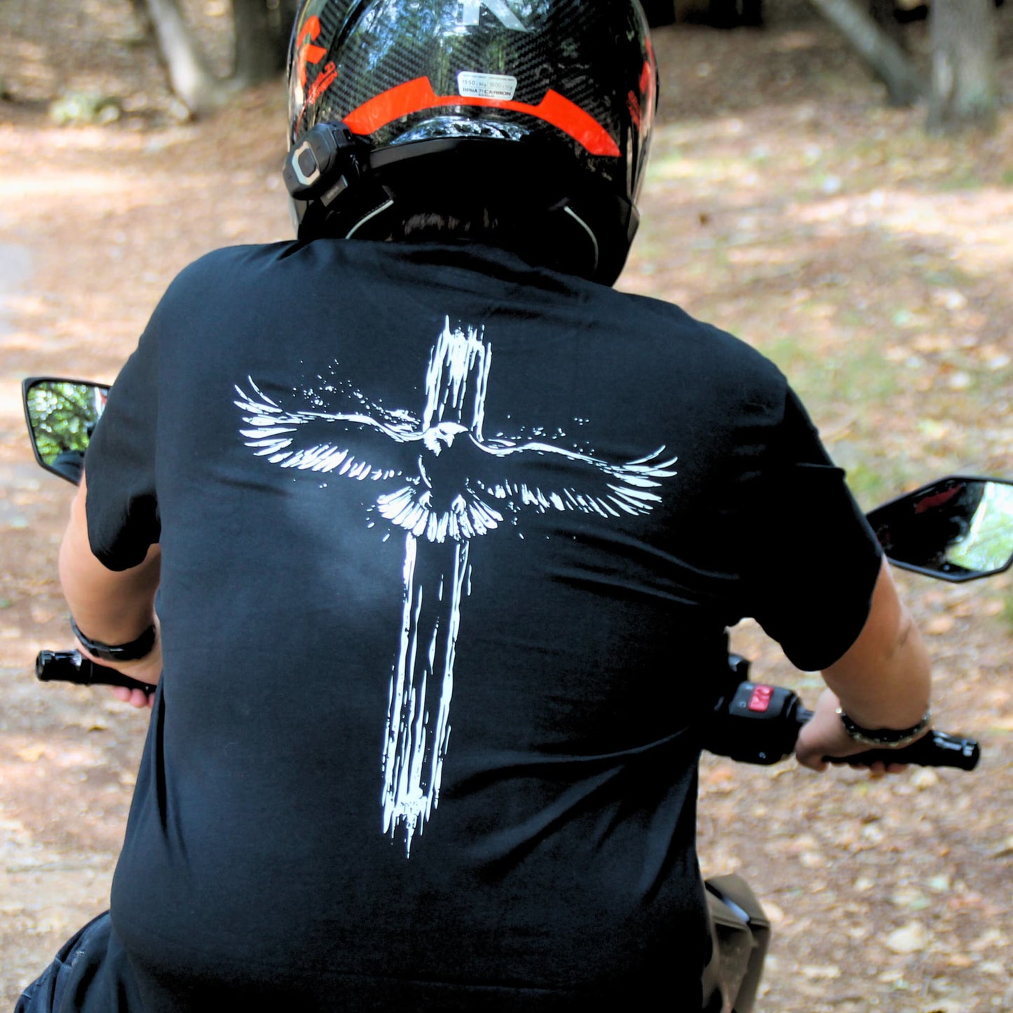 Dos tshirt biker noir avec grand aigle croix
