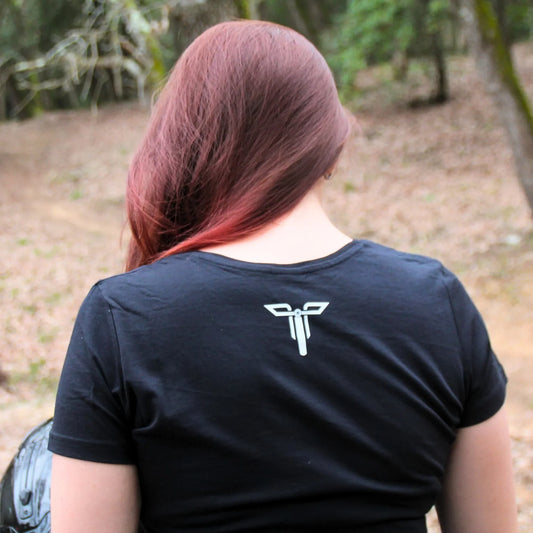 T-shirt coton noir Theia Moto modèle Nephtys vu de dos