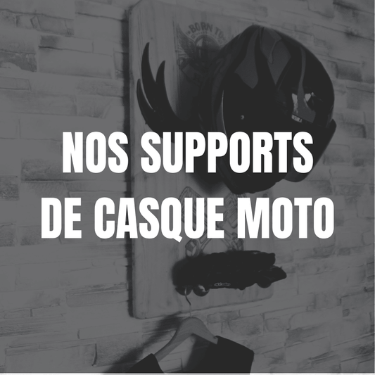 Support de casque moto artisanal unique en bois recyclé, conçu pour les passionnés de moto. Un design original qui allie fonctionnalité et style pour organiser votre espace avec élégance.