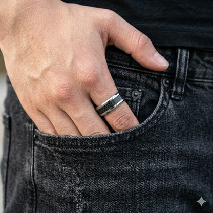 Bague motard en acier inoxydable et carbone