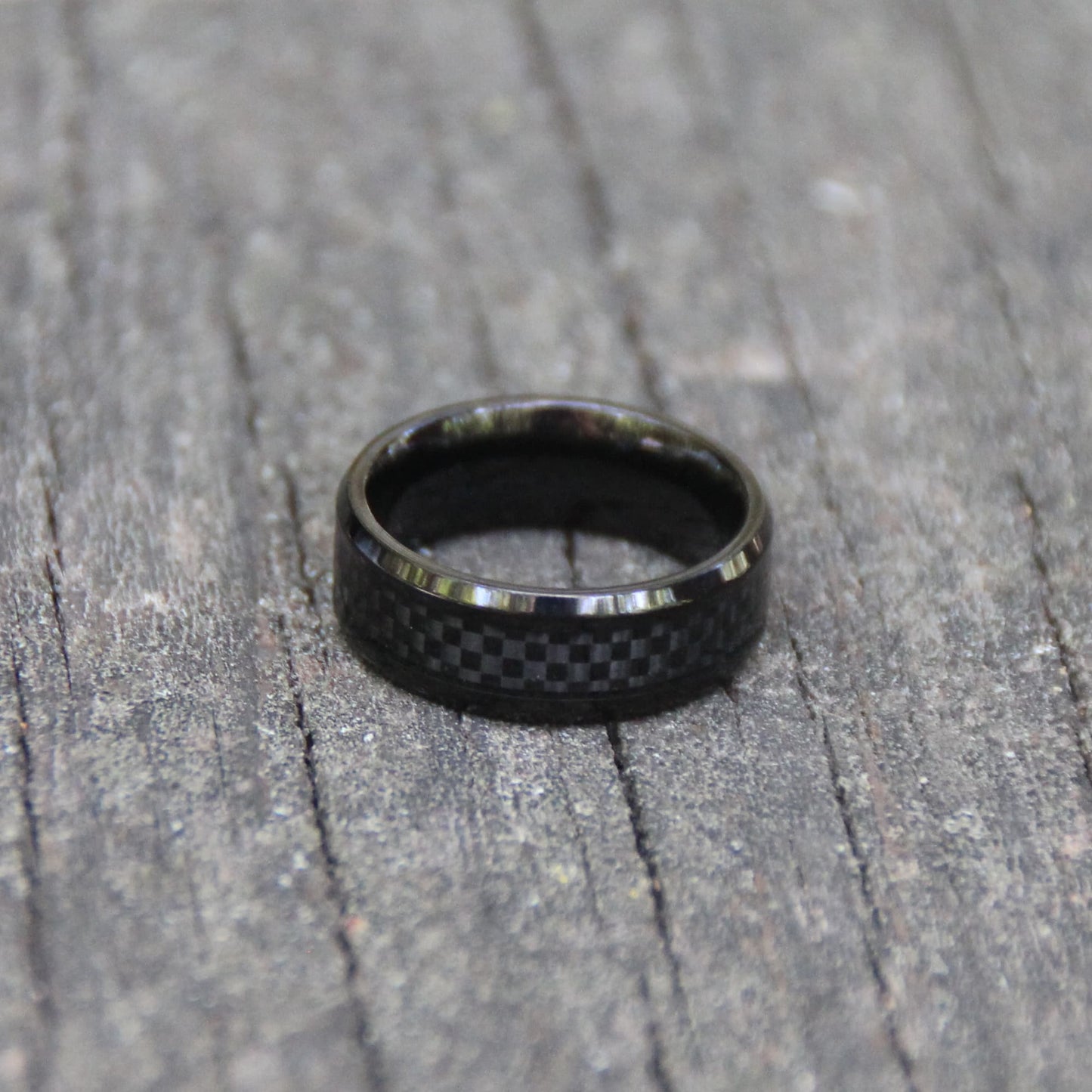 bague carbone et acier inox noir