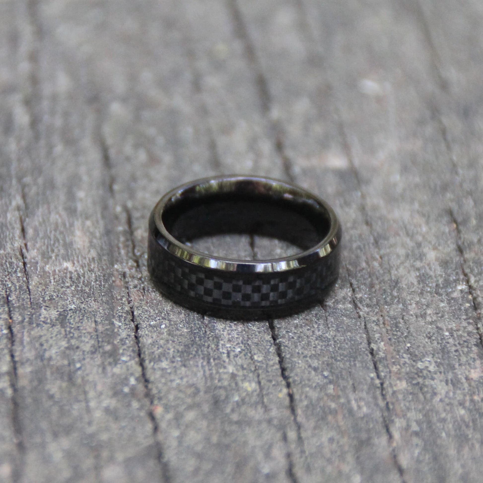 bague carbone et acier inox noir