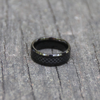 bague carbone et acier inox noir