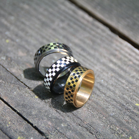 Bagues acier inox rotative damier course moto GP 