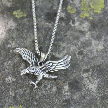 Collier acier inoxydable pendentif aigle liberté et puissance