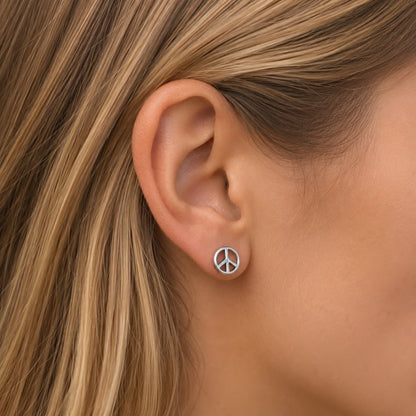 Boucle d'oreille Peace acier inox spécial casque de moto