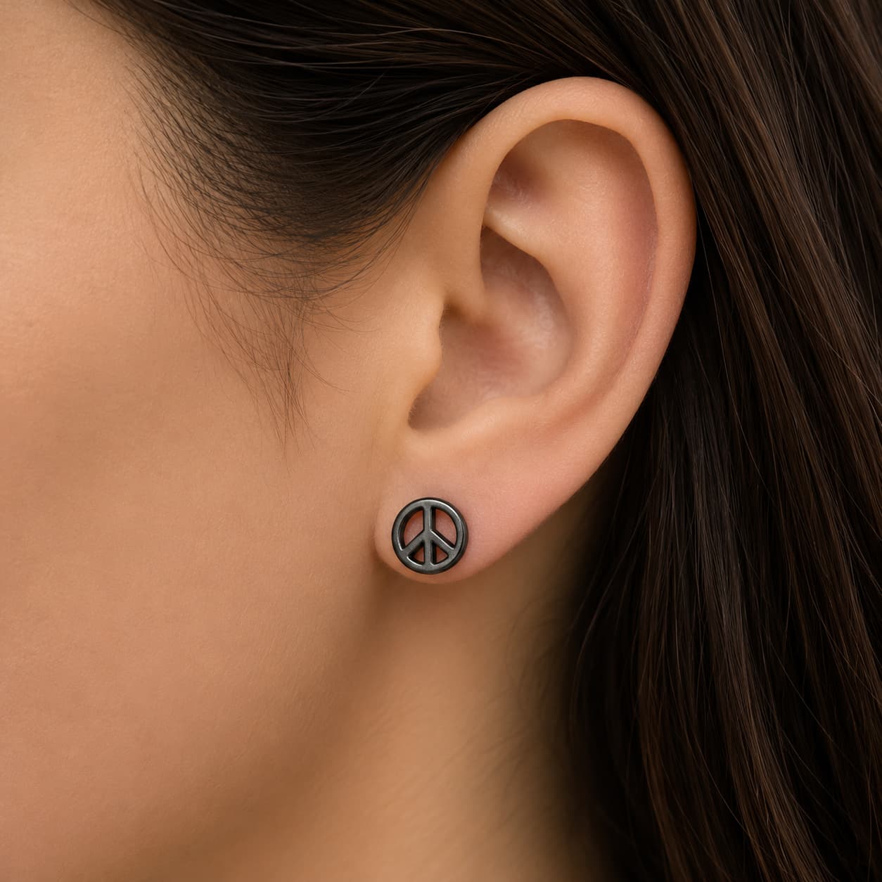 Boucle d'oreille Peace acier inox noir