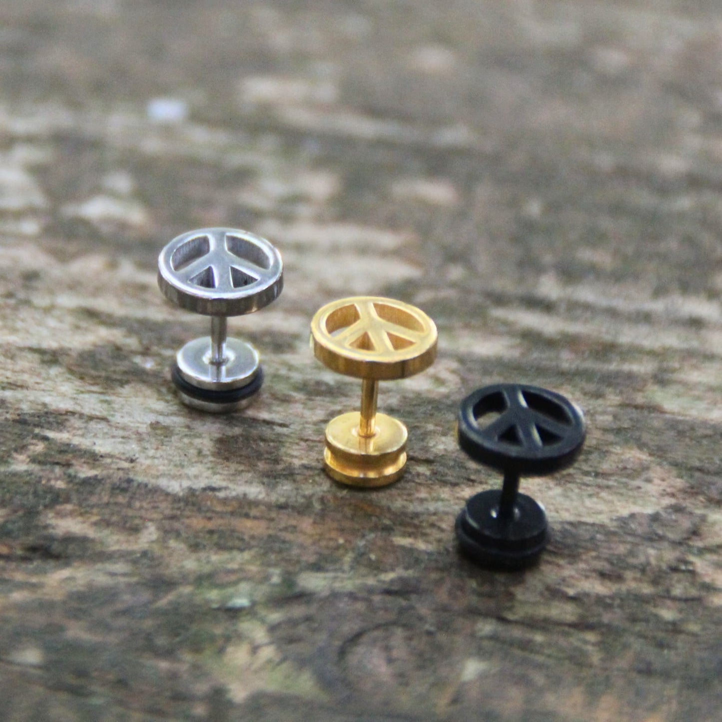Boucles d'oreilles Peace acier inoxydable spécial casque de moto