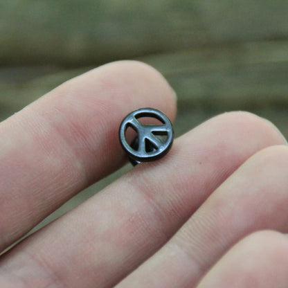 Boucle d'oreille Peace acier inox spécial casque de moto finition noire
