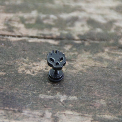 Boucles d'oreilles crane noir