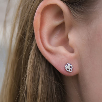 Boucles d'oreilles crane en feu spécial casque de moto en acier inox finition argent