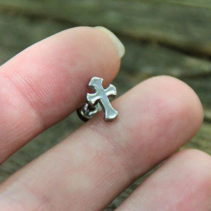 Boucles d'oreilles croix acier inox argent