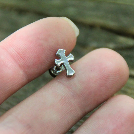 Boucles d'oreilles croix acier inox argent