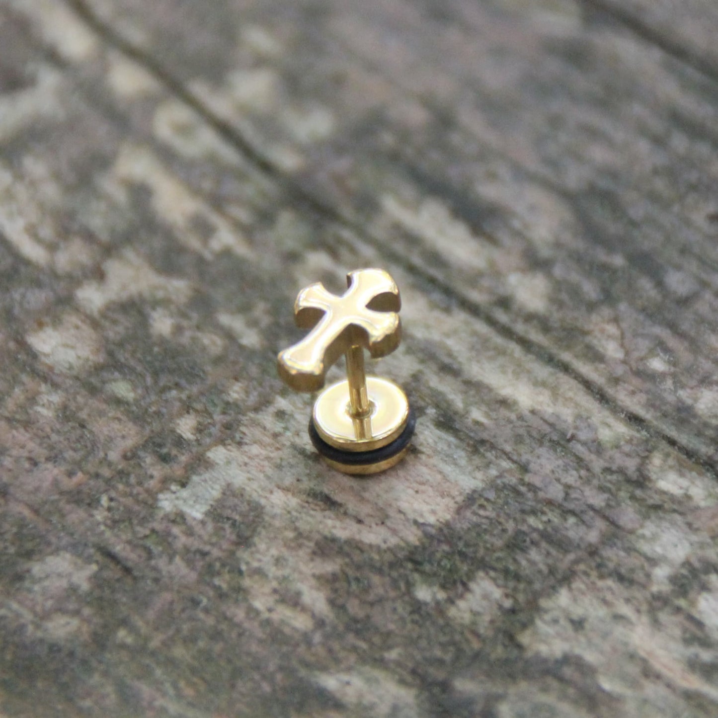 Boucles d'oreilles croix acier inox doré