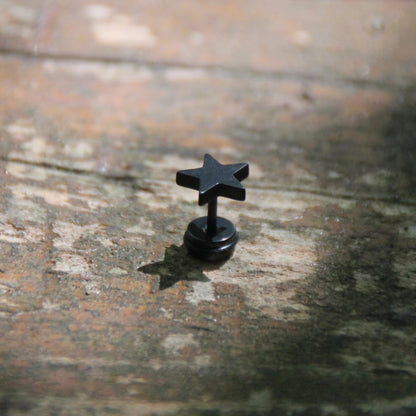 Boucles d'oreilles en acier inox noir en forme d'étoile