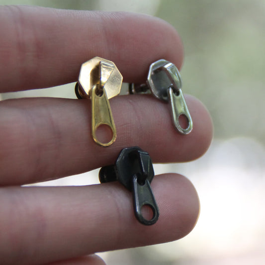 Boucles d'oreilles zip fermeture eclair en acier inox trois couleurs
