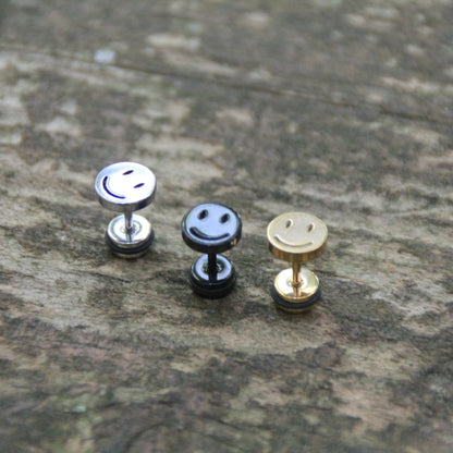 Boucles d'oreilles smiley acier inoxydable spécial casque de moto