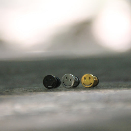 Boucles d'oreilles smiley acier inoxydable trois coloris