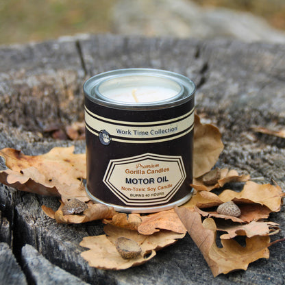 Bougie à la cire de soja senteur huile moteur