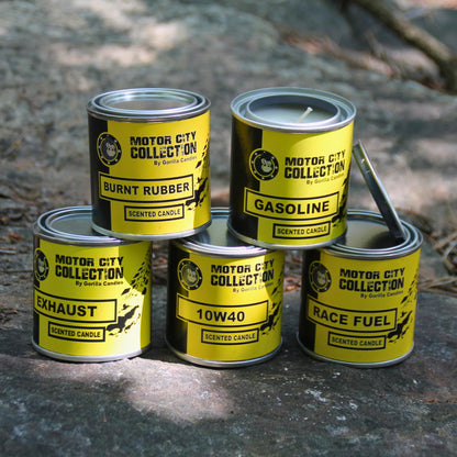 Gamme de bougies parfumées à l'ambiance mécanique. 