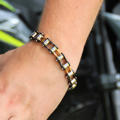 Bracelet pour homme en acier inoxydable en chaine de moto