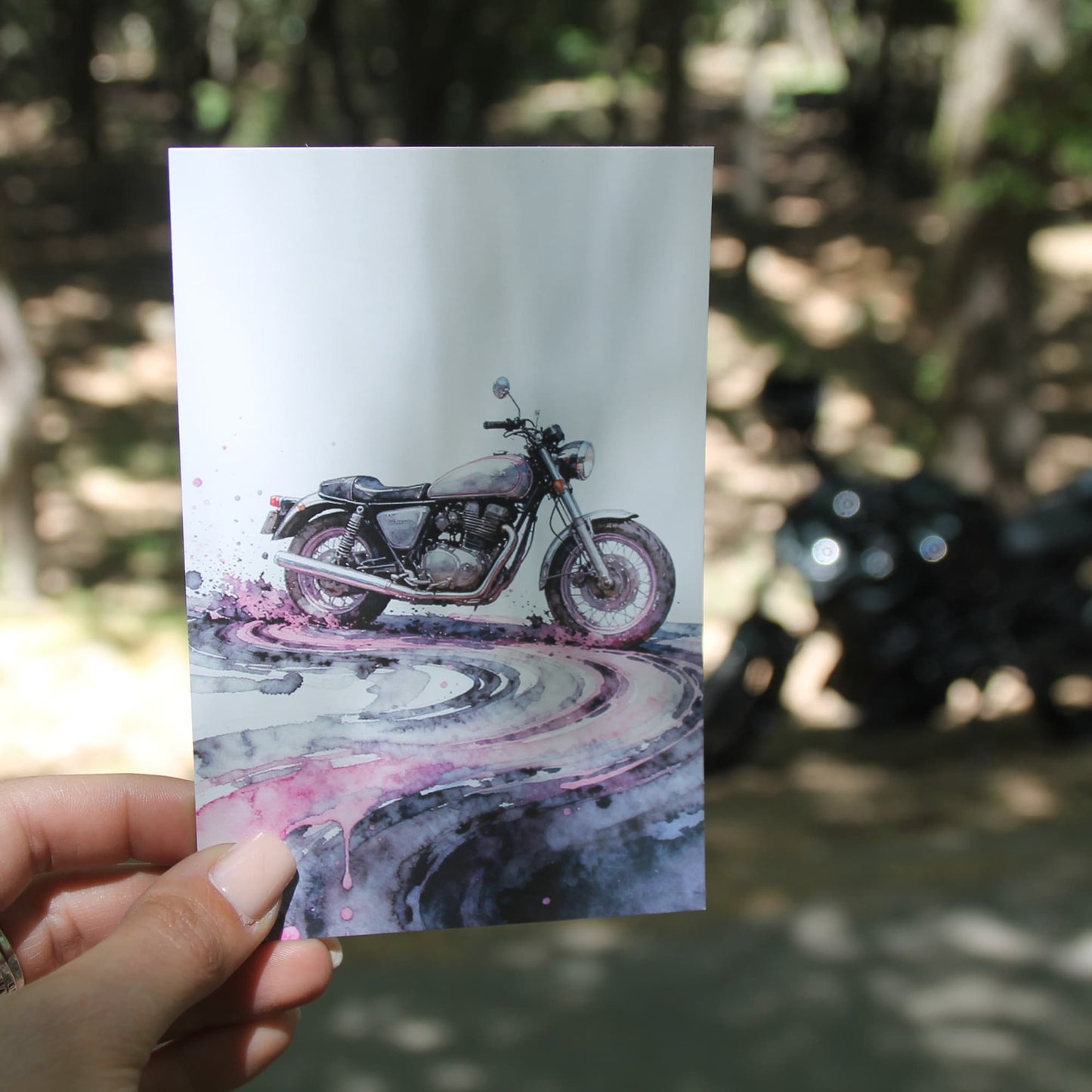Carte postale moto pour anniversaire, saint valentin,fete des meres...