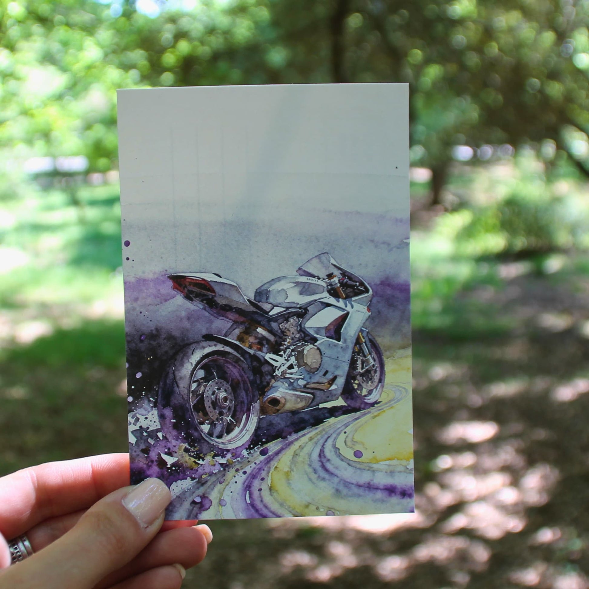 Carte postale moto racing illustration artistique