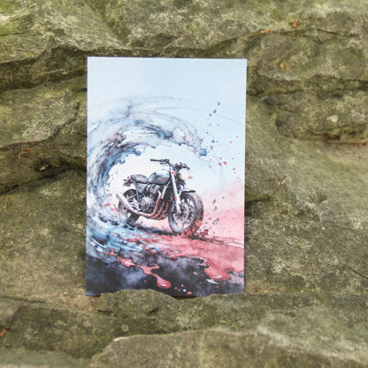 Carte postale biker vintage aquarelle