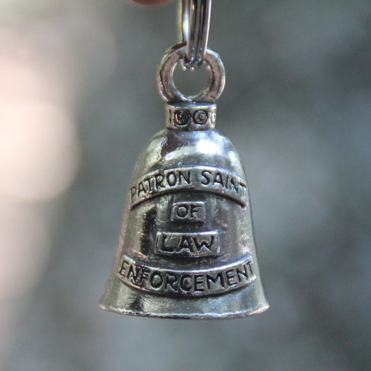 Dos de la clochette Guardian Bell Saint Michel avec inscription Patron saint of law enforcement