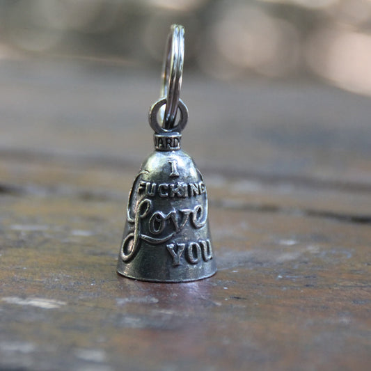 Clochette moto Guardian Bell I F-ing Love You, message d'amour inscrit sur l'étain, cadeau pour amoureux de moto