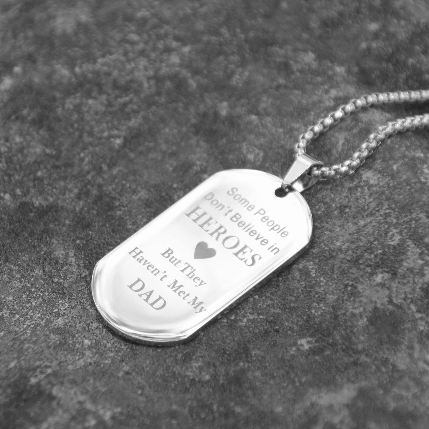 cadeau motard papa en acier inox. Collier plaque militaire gravure papa