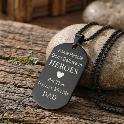 Collier papa motard acier inox gravure 