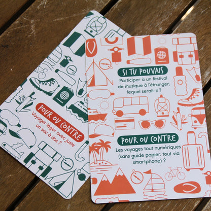 Exemple de cartes Escales & Débats avec questions pour discuter et débattre autour du voyage