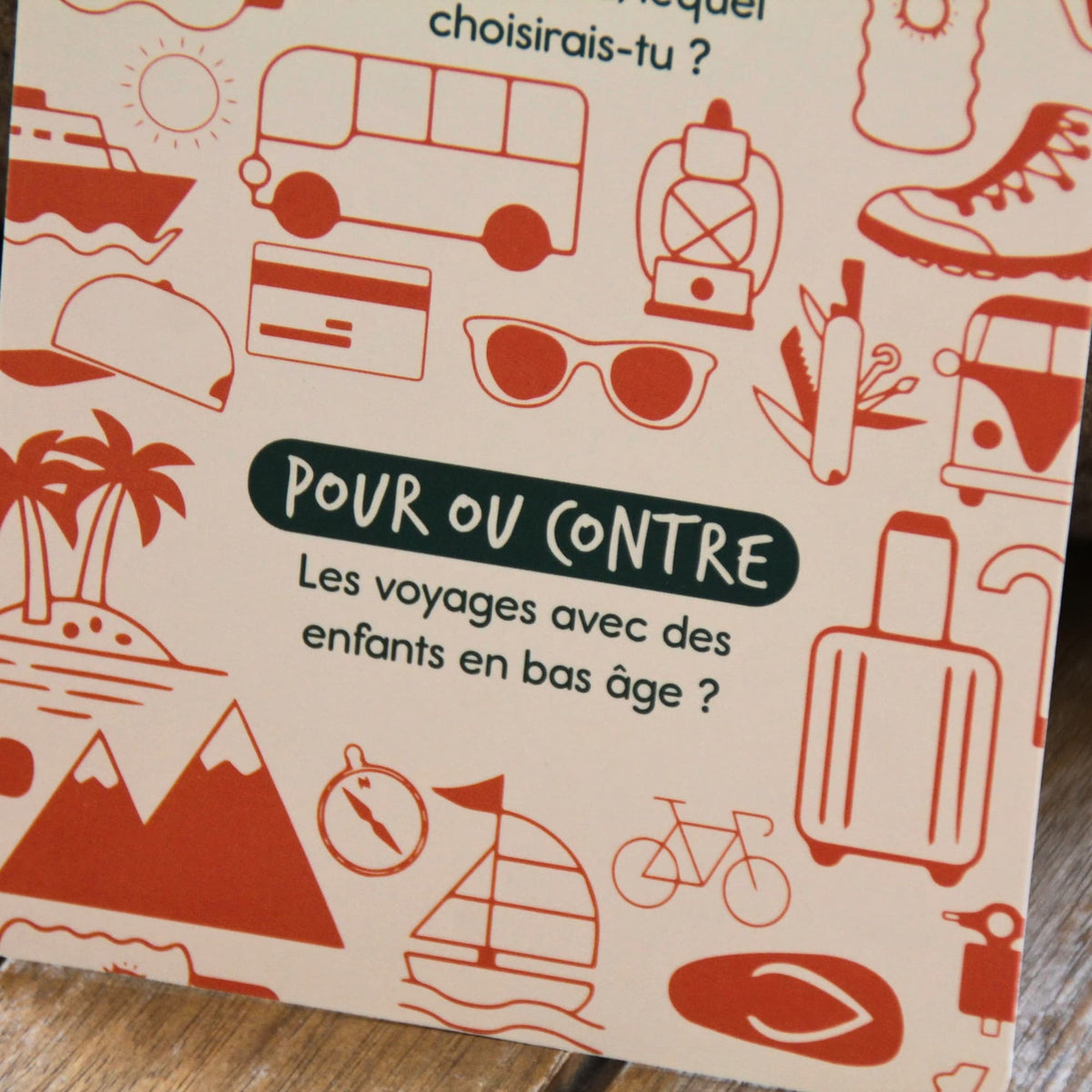 Carte Escales & Débats avec une question « Pour ou contre » sur le thème du voyage