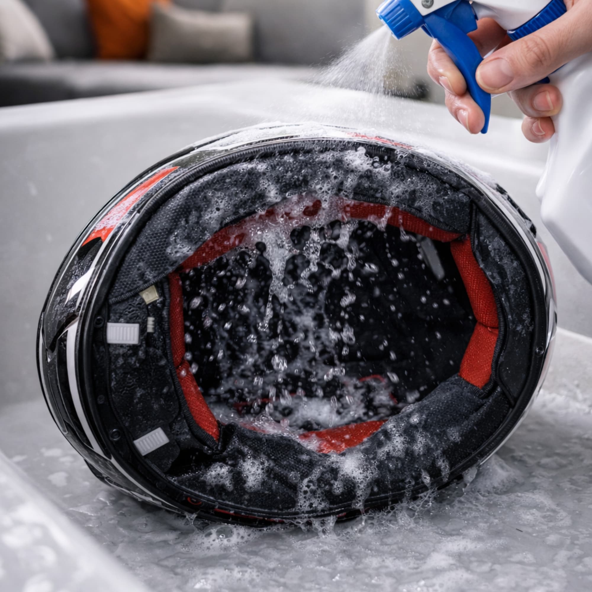 nettoyage mousses intérieur de casque moto intégral
