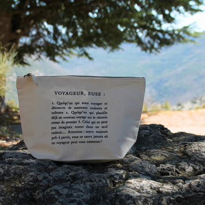Pochette en coton beige idéale pour motards et motardes en voyage