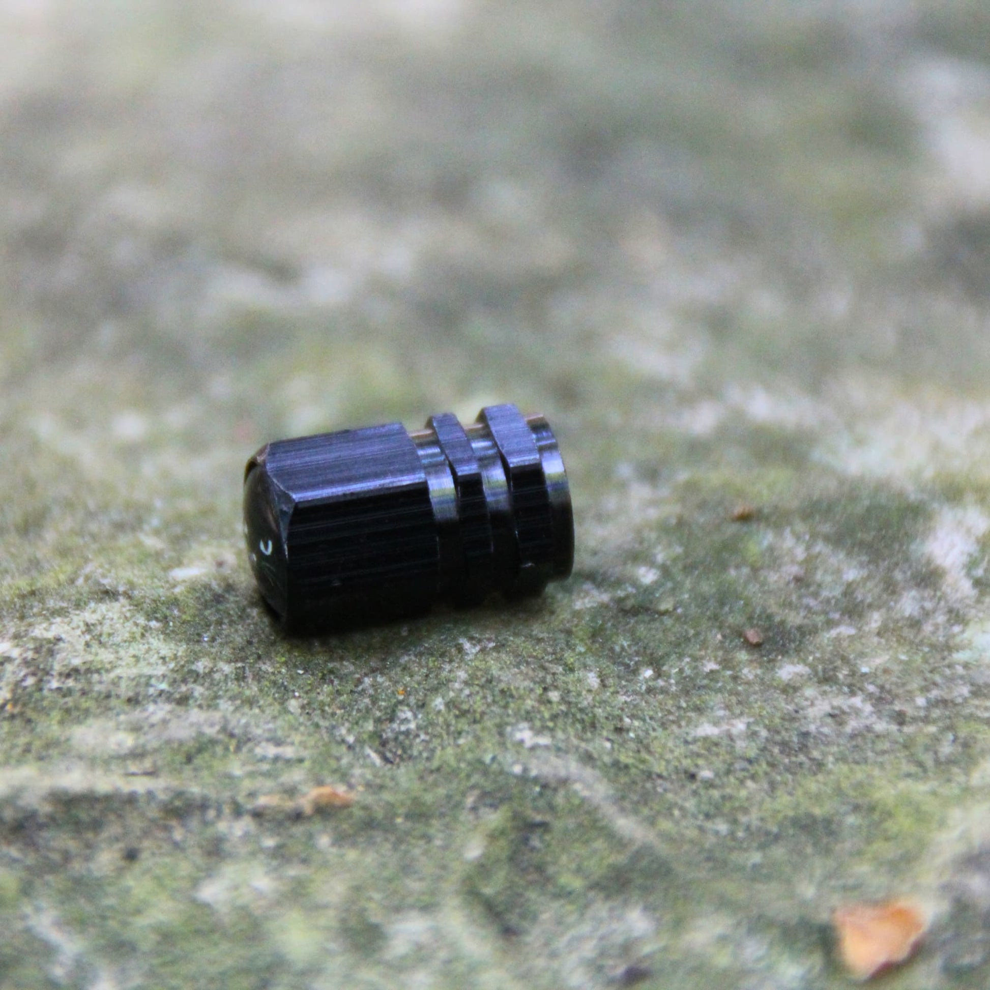 Bouchons de valve moto noirs tete de chat. Une idée cadeau motard originale.
