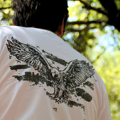 Dos tshirt biker aigle devant drapeau américain