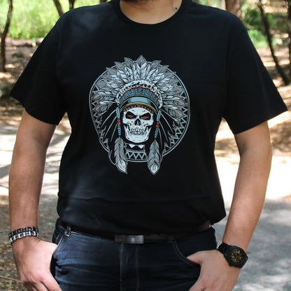 Tshirt biker unisexe avec crâne indien design