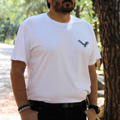 Tshirt motard coton blanc avec aigle et USA impression devant et derrière