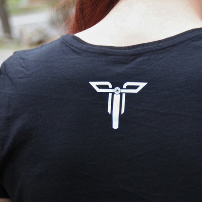 T-shirt coton noir Theia Moto modèle Nephtys de dos